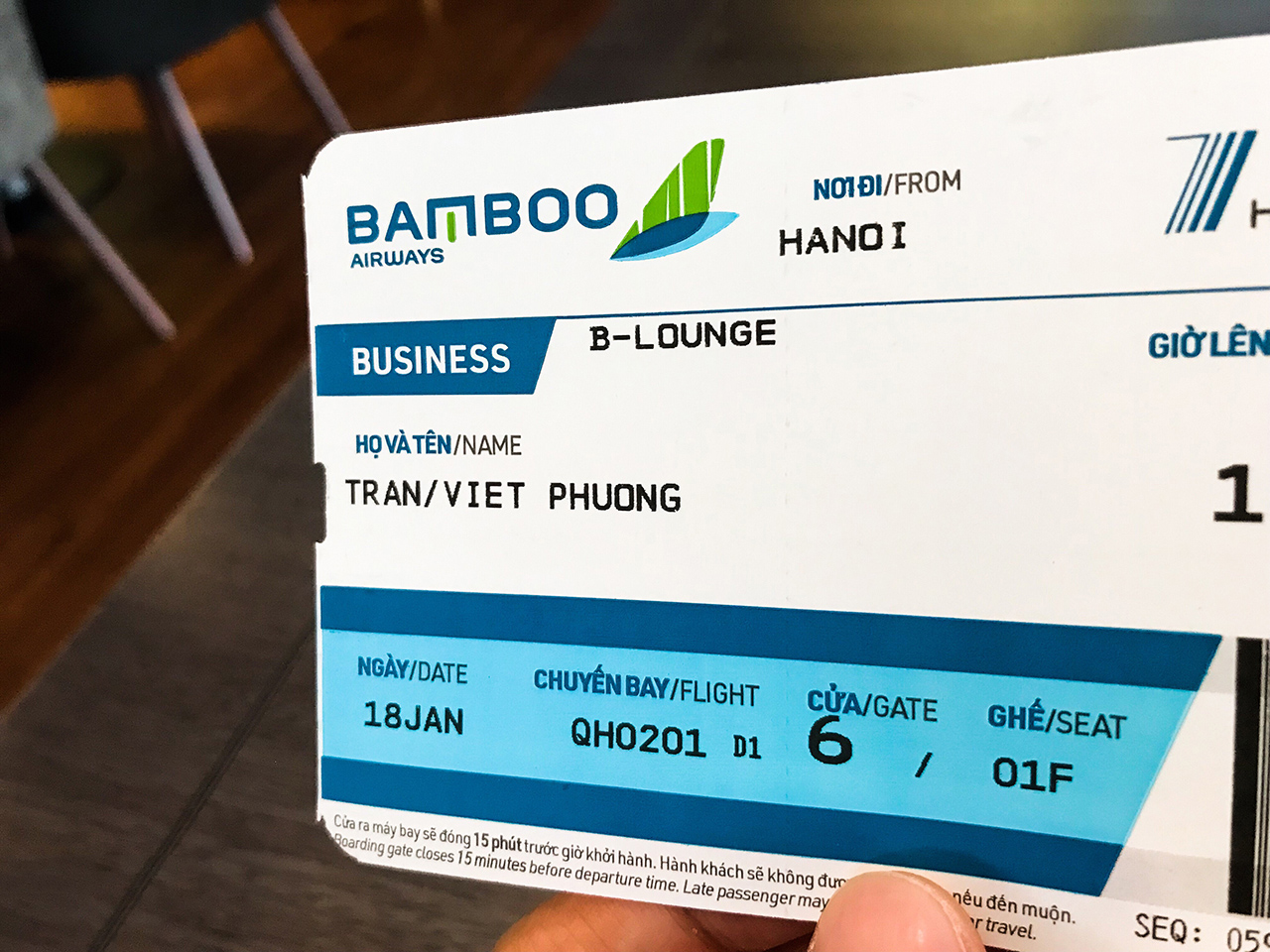 Giấy tờ khi bay Bamboo airways