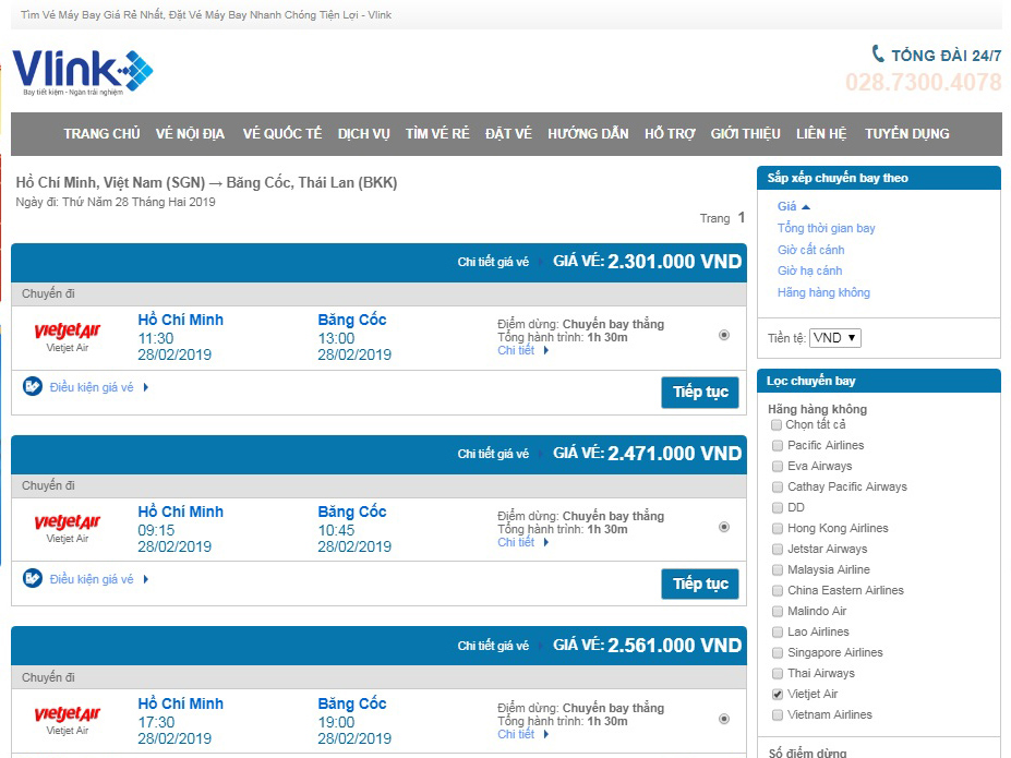 Giá vé máy bay Vietjet đi Bangkok