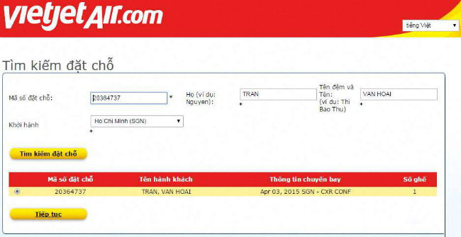 Cách kiểm tra vé máy bay Vietjet