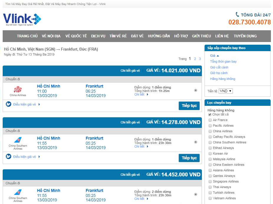 Chặng bay và giá vé máy bay đi Đức