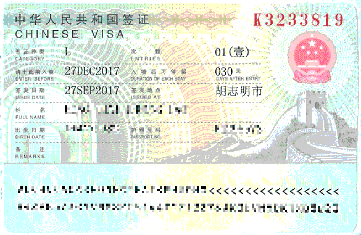 Giấy tờ tùy thân của người xin visa Trung Quốc