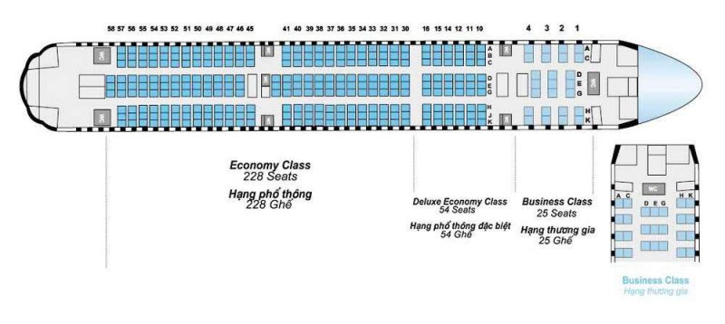 Vị trí số ghế trên máy bay