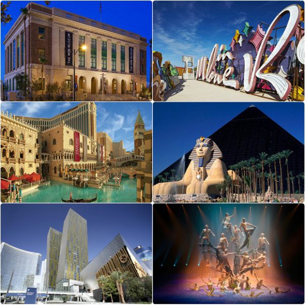 bảo tàng Mod, bảo tàng Neon, khách sạn Venetian, khách sạn Luxor, khu nghỉ dưỡng Cosmopolitan và vở diễn Le Reve trong suốt những ngày ở Las Vegas