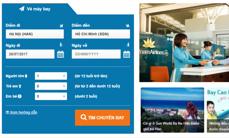 Hướng dẫn đặt vé máy bay tại Vlink